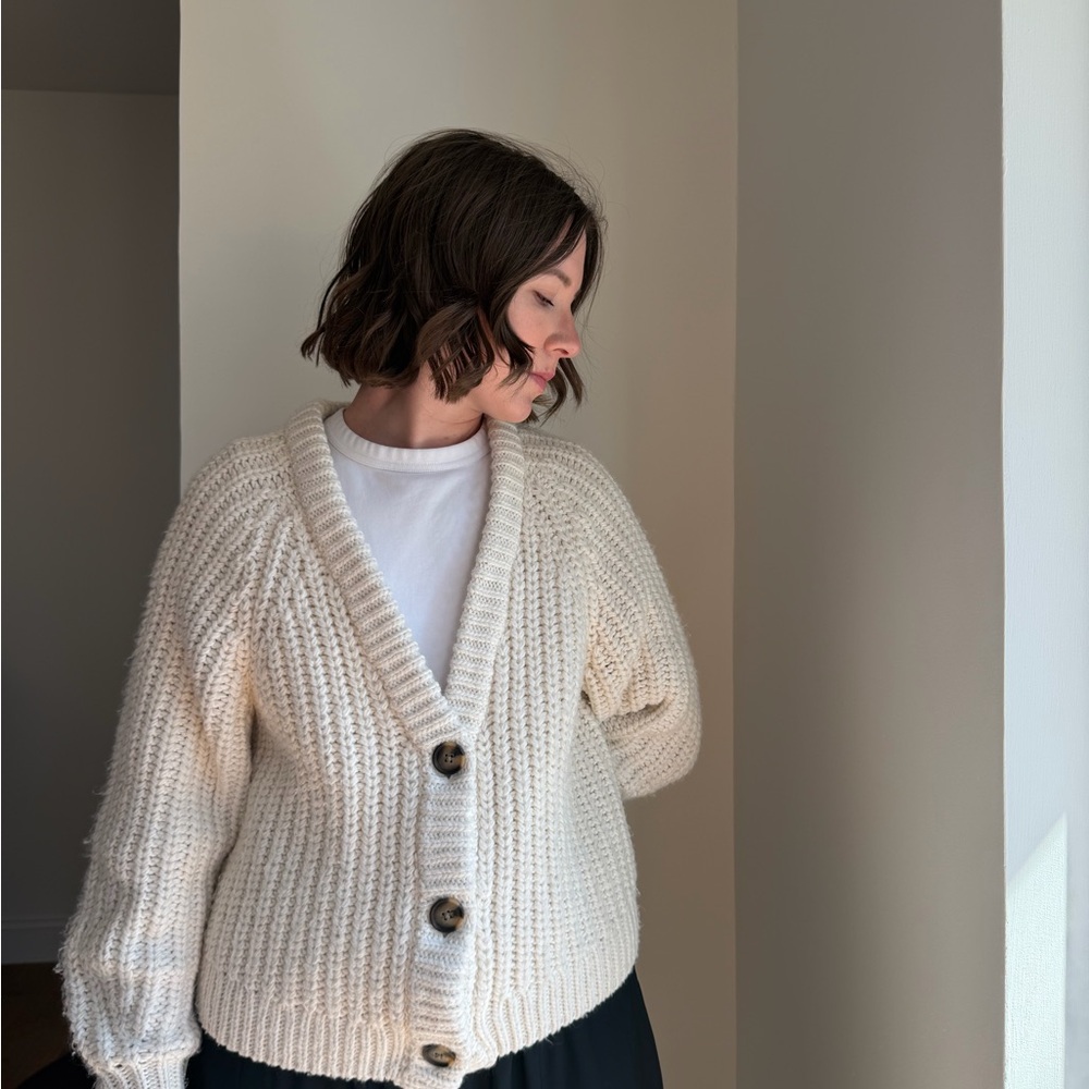 H&M Cream Button-Up Cardigan
